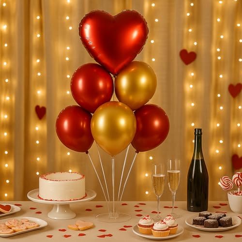 6pcs Heart-Shaped Balloon Stands Kit Table Centerpiece Table Decorations for Valentine's Day Wedding Proposal Decoration Party Decorations (Red Heart) - Image 3