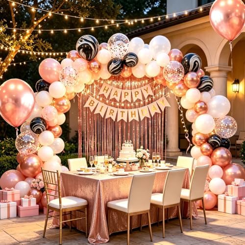 Rose Gold Happy Birthday Party Balloon Decoration Set for Girl Women - Image 4