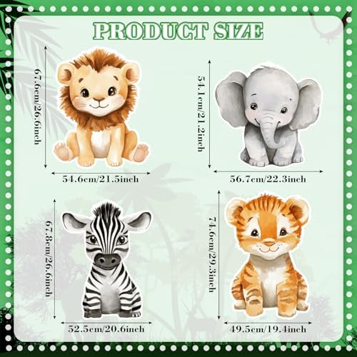 Honoson 4 Pcs Large 24" x 32" Safari Animals Cardboard Cutouts Life Size - Image 3