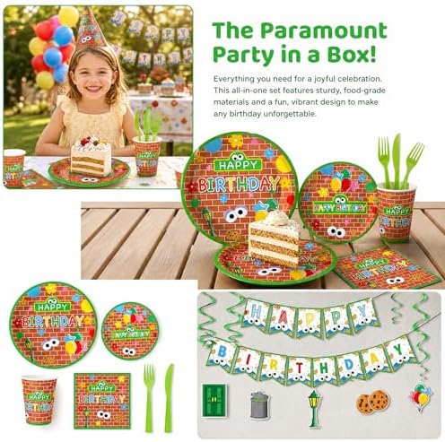 128 Pcs Cookie Birthday Party Supplies for 20 Guests, Blue Monster Inspired Birthday Decorations Kit with Plates, Cups, Napkins, Tablecloth, Banner & Cutlery, Kids Cookie Theme Party Tableware Set - Image 6