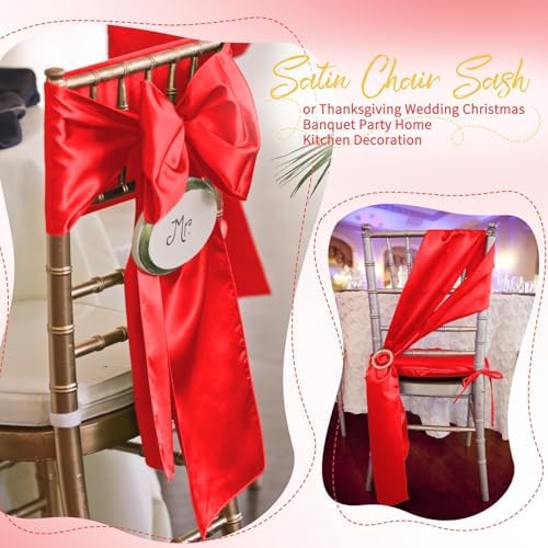 120 PCS Red Satin Chair Sashes, 7 x 108 Inch - Image 5