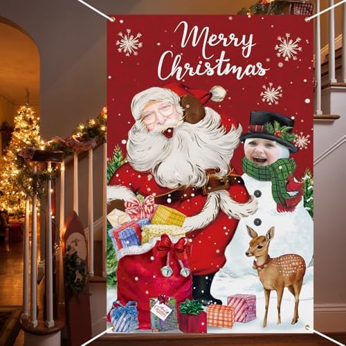 Lunmon 6x4 ft Christmas Photo Booth Door Cover Santa,Christmas Party - Image 6