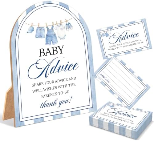Blue Jean Baby Shower Games, Denim Western Advice For Parents To Be, 6x8 Inch Arch Wooden Sign With Stand And 50 Advice Cards, Gender Reveal Party Supplies & Decorations -LN06 by Unknown