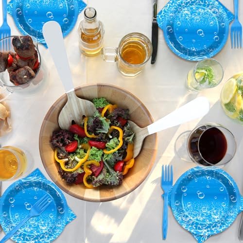 96Pcs Ocean Theme Party Plates and Napkins for Under the Sea Bubbles Birthday Party Supplies Underwater Paper Dessert Cake Plates Ocean Tableware Set for Kids Boys 24 Guests Birthday Party Decorations - Image 6