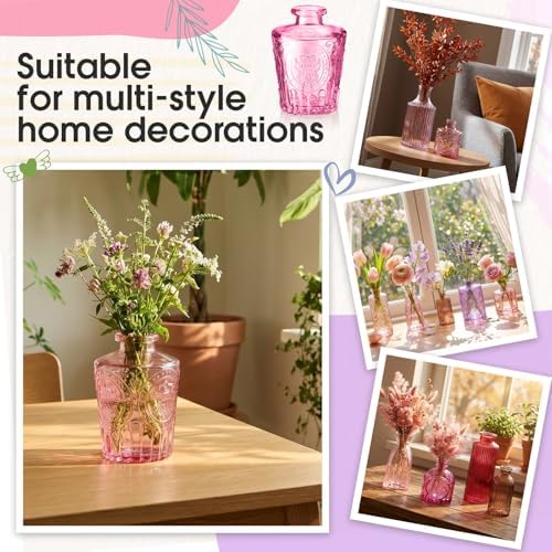 Yaomiao 30 Pcs Glass Bud Vases Centerpieces, Pink Purple Red Series - Image 3