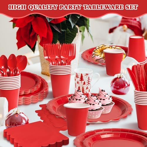 Vyntra 175 Pcs Red Paper Plates and Napkins Party Supplies - Image 6