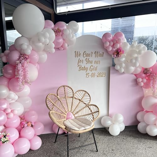 Pink and White Balloon Arch Kit, ADOINBY 140Pcs Macaron Pink Balloon Matte White Balloon 18 12 10 5 Inch Different Size Balloons for Engagement Wedding Birthday Baby Shower Gender Reveal Decorations - Image 6