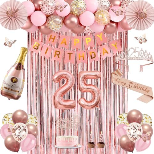 Juesly 25th Birthday Decorations for Women, 51pcs 25 Year Old Party Set by JueslyBirthdayParty
