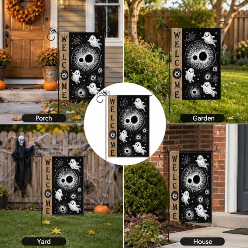 Halloween Garden Flag Ghost Eyeball Gothic Yard Flags for Outside 12x18 - Image 7