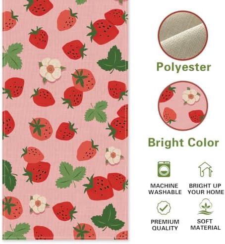 Strawberry Pink Dining Table Runner, Spring Summer Fruit Flowers - Image 6
