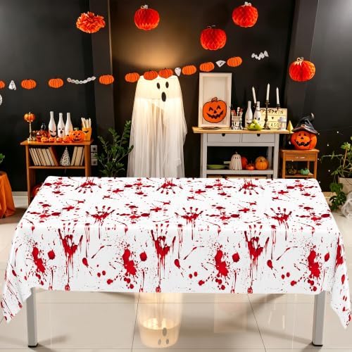 4 Pcs Bloody Table Cloth Halloween 54" x 108" Plastic Disposable Tablecover - Image 7