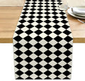 Black Beige Diamond Plaid Table Runner, Home Farmhouse Dining Halloween by Unknown