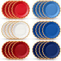 48 Pcs 4th of July Paper Plates 9 Inch Red White and Blue Scalloped Paper Disposable Dinner Dessert Plates for Independence Day 250th Anniversary Party Birthday Wedding Decoration, 6 Colors by Tiangrid