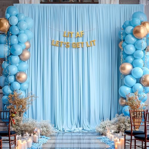 20x12ft Blue Backdrop Curtain Panels for Parties - Wrinkle Free Polyester Photo Curtain Backdrop Wedding Back Drop Fabric Drapes for Party Decorations Background for Photography - Image 4