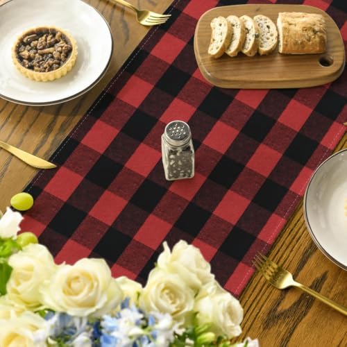 Artoid Mode Red and Black Buffalo Check Summer Table Runner 13x36 Inch - Image 4
