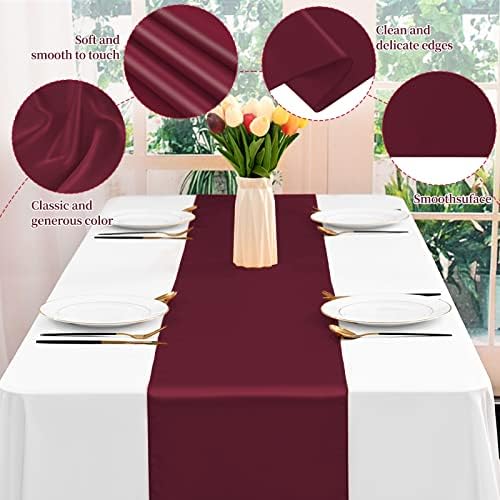 12 Pack Burgundy Satin Table Runner 12 x 108 Inch Long Premium Table Runners for Wedding Party Events Decoration, Birthday Parties, Banquets Decorations, Graduations, Engagements - Image 4