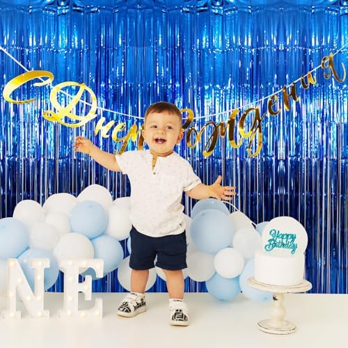 GOER 3.2 ft x 9.8 ft Metallic Tinsel Foil Fringe Curtains Party Photo Backdrop Party Streamers for Birthday,Graduation,New Year Eve Decorations Wedding Decor (Navy Blue,3 pcs) - Image 4