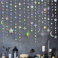 Iridescent Party Decorations Holographic Star Moon Circle Dot Garland Hanging Crescent and Twinkle Little Star Streamer Bunting Banner for Birthday Ramadan EID Mubarak Euphoria Karaoke Music Decor by pinkblume