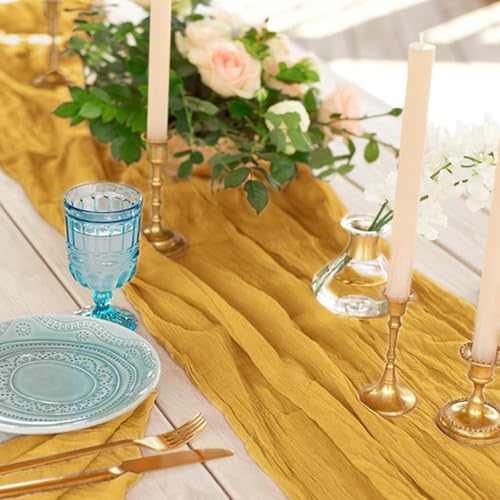 6 Pack Cheesecloth Table Runner 10Ft Christmas Gauze Boho Table Runners for Wedding Decor Bridal Shower Decorations Baby Shower Party(35" x 120") - Image 4