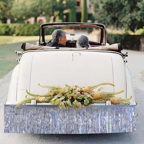 Laser Silver Streamers Party Decorations 4Pack 48FT Table Skirt Tinsel Garland Metallic Parade Float Decorations Ceiling Backdrop Curtain for Wedding Birthday Party Decoration Halloween Christmas - Image 2