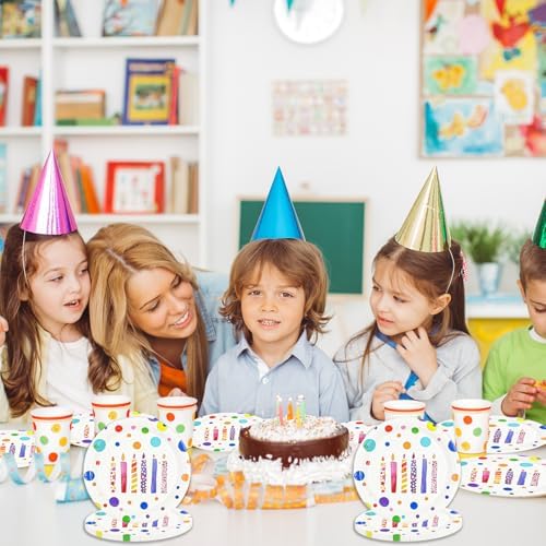 72PCS Happy Birthday Paper Plates and Napkins, Birthday Candle - Image 6