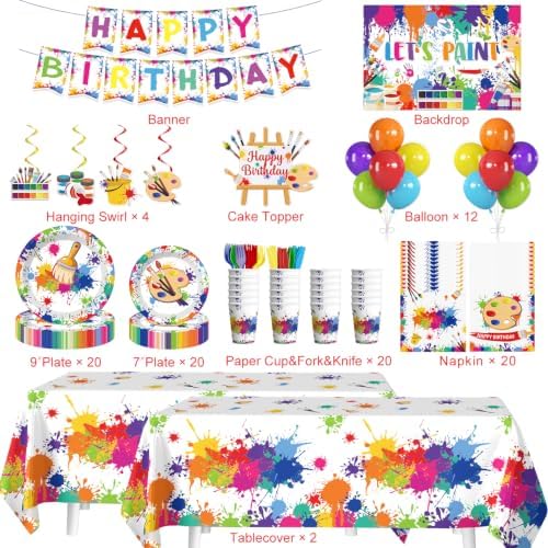 Xynic 145pcs Paint Party Decorations for Art Lovers, Serves 20 - Image 2