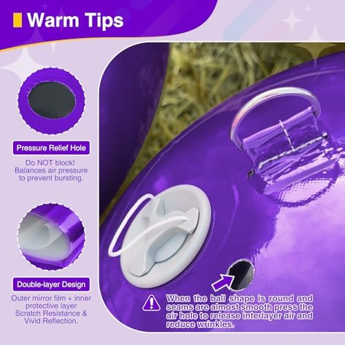 3PCS Purple Inflatable Mirror Ball Set,Reusable Mirror Ball Large Event Decoration PVC Ball with Electric Pump for Party,Concerts,Stage,Wedding Decorations(Purple, 3pcs:19.7In+31.5In+47.2In+Pump) - Image 5