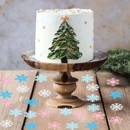 100 Pcs Snowflakes Confetti Decorations for Christmas Winter Frozen Theme Themed Party Baby Shower Confetti Paper Table Scatter - Image 3