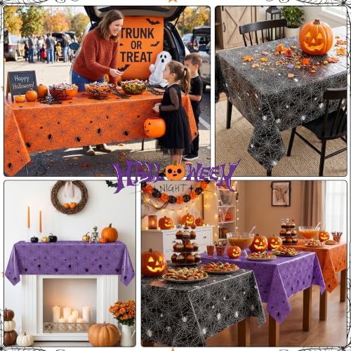 3 Rolls 100FT x 54IN Halloween Spiderweb Plastic Tablecloth with Cutter Box - Image 4