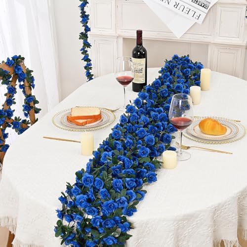 8 Pcs 66Ft Flower Garland Rose Vines, Sapphire Floral Garland Flower Vines - Image 2