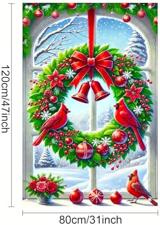 BlissYard Xmas Window Cover Banner Decor 32x47 Inch Fabric - Image 3