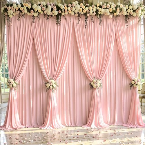 20x12ft Blush Pink Backdrop Curtain Panels for Parties - Wrinkle Free Polyester Photo Curtain Backdrop Wedding Back Drop Fabric Drapes for Party Decorations Background for Photography - Image 5