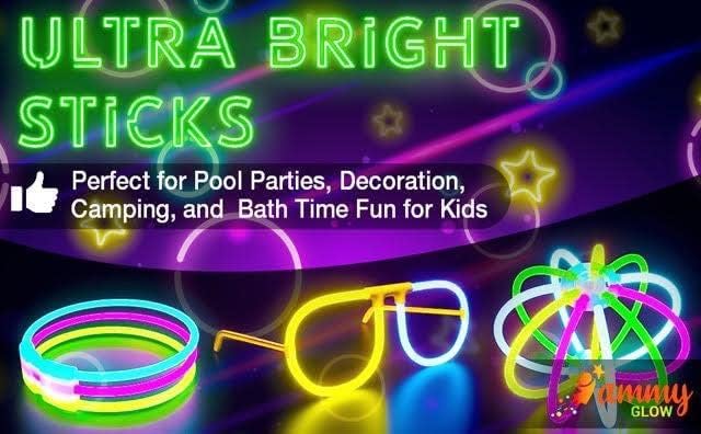 Ammy Glow Glow Sticks (205 Pcs Kit) Bulk Party Pack-100 Pack Glow Sticks with Connectors & Glasses- Party Favors for Kids 8-12- Neon Glow in The Dark Party Supplies for Birthdays & Events - Image 4