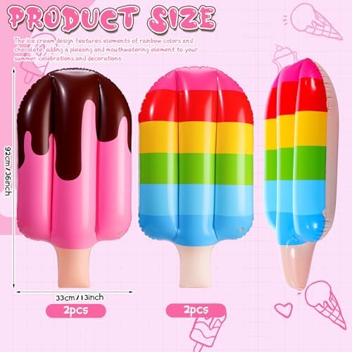 JellyArch 4 Pcs Inflatable Popsicle Party Decorations Summer Pool Luau - Image 3