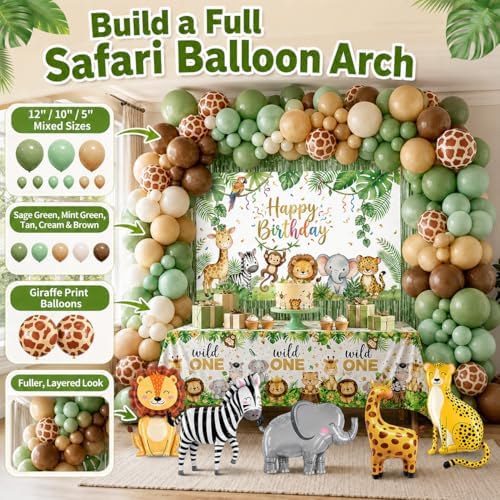 150Pcs Safari Birthday Decorations for Boys, Wild One Party Kit - Image 5