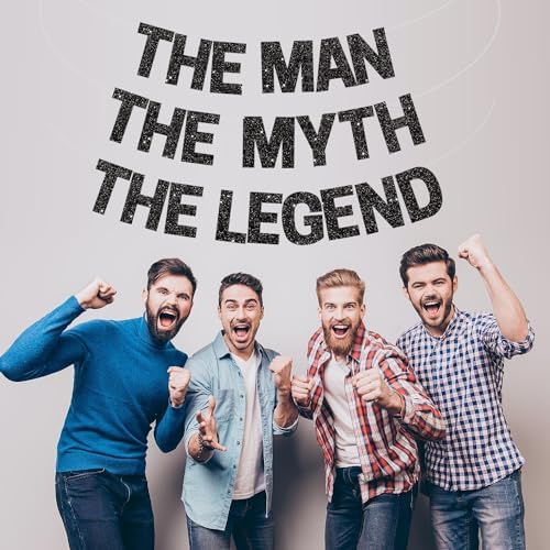 BEISHIDA Black Glitter The Man The Myth The Legend Banner,Birthday Decorations for Men,Retirement Banner,Pre-Strung Birthday Party or Retirement Party Supplies(No DIY) - Image 6