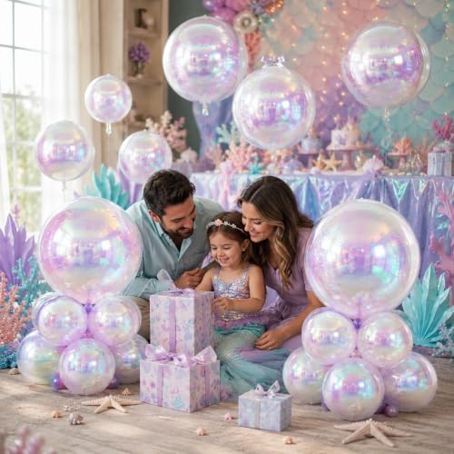 12PCS Iridescent Round Foil Balloons 22" 15" 10" Large Holographic Balloon - Image 5