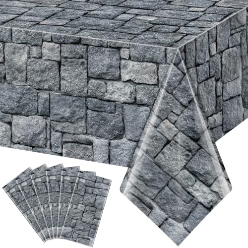 6 Pcs Stone Wall Plastic Tablecloths, Medieval Castle Party Decorations by Unknown