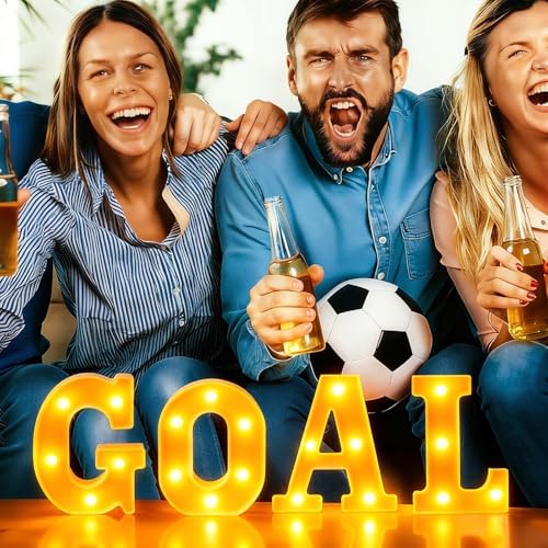 Honoson 4 Pcs Soccer Party Decorations Goal LED Lights Sign Table Decor - Image 3