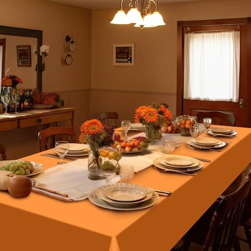 16 Pack Orange Plastic Tablecloth for Rectangle Tables, Premium Decorative Orange Disposable Table Cloths for Parties, Rectangle Party Table Cover for Birthday Fall Thanksgiving Graduation, 54x108Inch - Image 7
