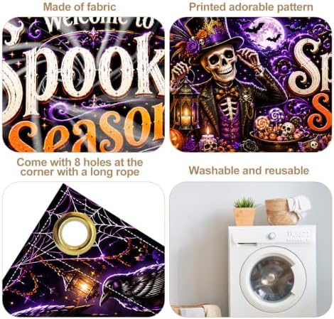 7 x 16 ft Spooky Skeleton Halloween Garage Door Decorations Halloween decorations Door Cover, Hanging Banner for Home, Outdoor, Indoor, Spooky Party, Wall, Window - Image 5
