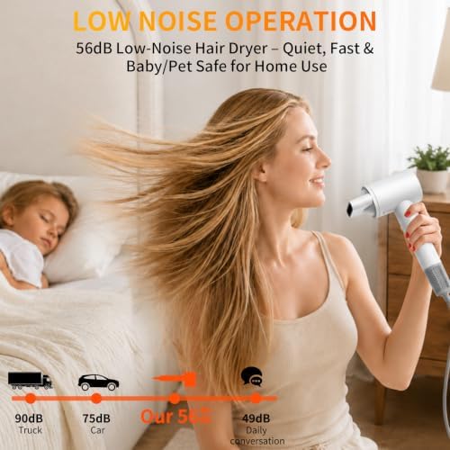 High-Speed Hair Dryer with Diffuser, 180,000 RPM Ionic Blow Dryer - Image 6