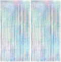 2 Pack Iridescence Party Streamers Backdrop Curtains, 3.3x8.2ft Holographic Tinsel Foil Curtain Photo Booth Props for Birthday, Wedding, Holiday Celebration, Bachelorette, Theme Decorations by JustShimmer