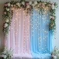Pink Blue Tulle Backdrop with Fairy Lights for Parites Wrinkle-Free Sheer Curtain Drapes Photo Back Drop for Wedding Baby Shower Bridal Shower Birthday Dance Home Décor- 10ft×8ft, Pink Blue by HOLITS