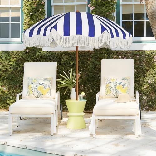 AMMSUN Boho Fringe Umbrella, 6.5ft Outdoor Umbrella with Tassel - Image 2