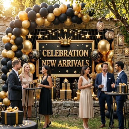Black Gold Celebration Banner for Grand Opening, Corporate Gala Party Decor - Image 7