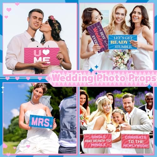 Beeveer 24 Designs Wedding Photo Booth Props, Double Sided PVC Selfie Sign - Image 3