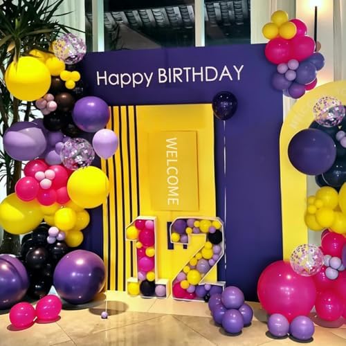 Hot Pink Purple Black Yellow Baloon Arch Kit, Kpop Music Hunter Balloons - Image 3