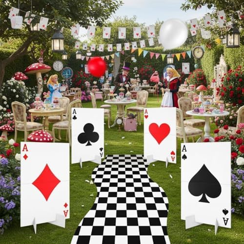 Reallnaive 4 Sets Casino Party Decor Ace Poker Yard Sign and Runway Carpet - Image 5