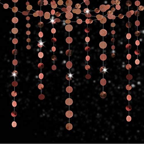 TTSAM 6 Pcs Rose Gold Paper Circle Dots Garland, 52 Feet, Perfect for Birthday, Bachelorette, Engagement, Wedding Parties, Reusable, Pre-strung - Image 2